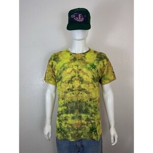 Tie-Dye Tribal Graphic T-Shirt - Yellow/Green - Unique Design Size Large